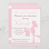 Invitation Points (roses/blancs) d'invitation de baby shower (Devant / Derrière)