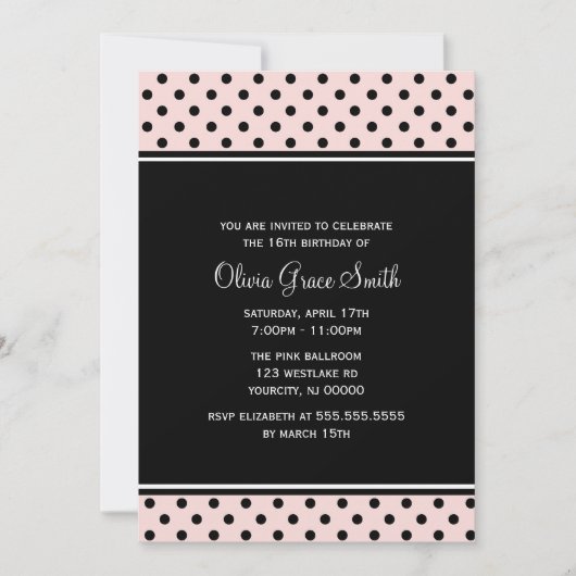 Invitation Points roses chic (Devant)