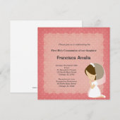 Invitation Points roses Petite communion (Devant / Derrière)