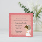 Invitation Points roses Petite communion (Debout devant)