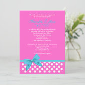 Invitation Points roses turquoises d'arc d'invitation de bat (Debout devant)