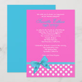 Invitation Points roses turquoises d'arc d'invitation de bat (Devant / Derrière)