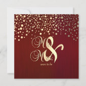 Invitation Points rouge foncé et d'or de confettis - dîner de (Devant)