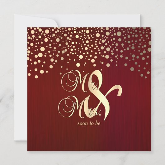 Invitation Points rouge foncé et d'or de confettis - dîner de (Devant)