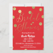 Invitation Points Rouges & Dorés Mariage Moderne Glamour (Devant)