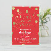 Invitation Points Rouges & Dorés Mariage Moderne Glamour (Debout devant)