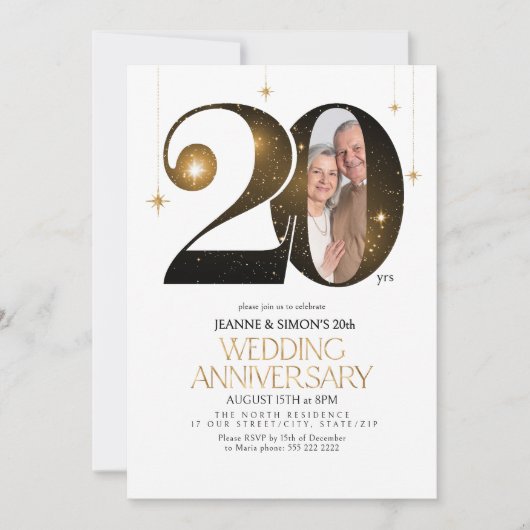 Invitation Points saillants 20e anniversaire du Mariage Photo (Devant)