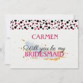 Invitation Points Tirés À La Main Motif Rose Et Noir (Devant)