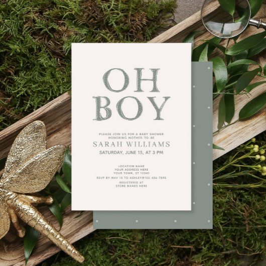 Invitation Points verts du garçon mignon Baby shower minimal