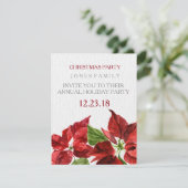 Invitation pointsetter rouge d'aquarelle pour la fête de Noël (Debout devant)