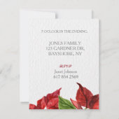 Invitation pointsetter rouge d'aquarelle pour la fête de Noël (Dos)