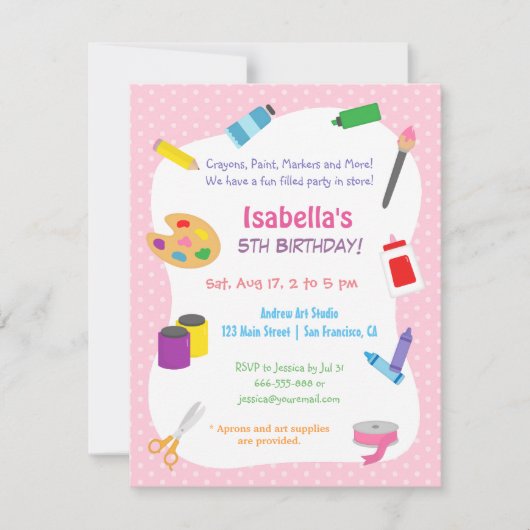 Invitation Pois Arts et artisanat Anniversaire de enfant Part (Devant)