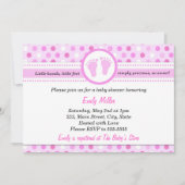 Invitation pois bébé fille douche rose (Devant)