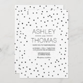 Invitation Pois blanc noir simple mariage chic (Devant / Derrière)