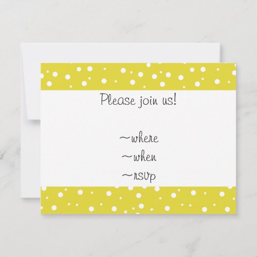 Invitation Pois blancs sur Jaune (Dos)