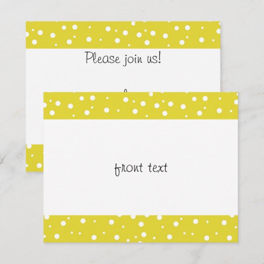 Invitation Pois blancs sur Jaune (Devant / Derrière)