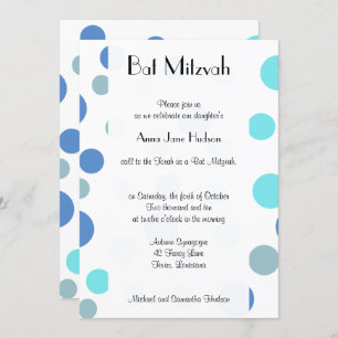 Invitation Pois Bleus, Motif Polka Dot, Bat mitzvah