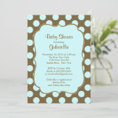Invitation Pois Brown Boy Baby shower (Debout devant)