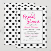 Invitation Pois chic et Fête des mariées rose chaud (Devant / Derrière)