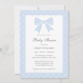 Invitation Pois classique Baby Blue Bow Baby shower garçon (Devant)