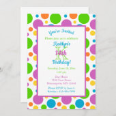 Invitation Pois coloré | Anniversaire (Devant / Derrière)