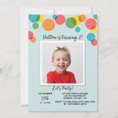Invitation Pois colorés garçons Photo Anniversaire (Devant)