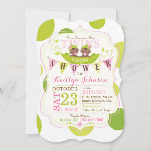 Invitation Pois dans un pod African Twins Baby shower Invitat
