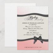 Invitation Pois de bébé doux et la cordes (Devant / Derrière)