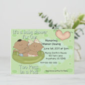 Invitation Pois de fille de garçon de jumeaux dans (Debout devant)