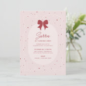 Invitation Pois de la Bow rose rouge fille 1er anniversaire (Debout devant)