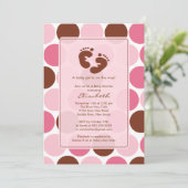 Invitation Pois de rose d'invitation de baby shower (Debout devant)