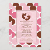 Invitation Pois de rose d'invitation de baby shower (Devant / Derrière)