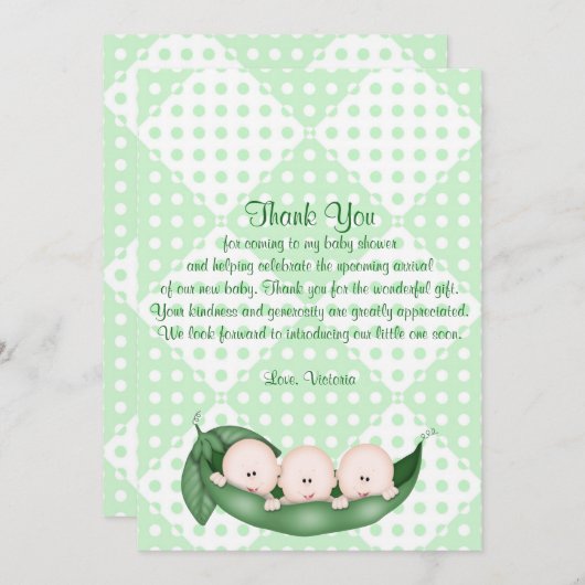 Invitation Pois de triplets de Merci de baby shower dans une (Devant / Derrière)