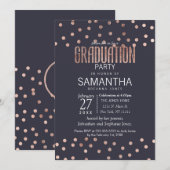 Invitation Pois d'or rose et diplôme bleu marine (Devant / Derrière)