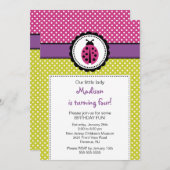 Invitation Pois doux d'invitation d'anniversaire de (Devant / Derrière)