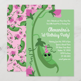 Invitation Pois doux est un 1er anniversaire de mignonnes inv