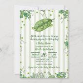 Invitation Pois doux vert rayé Baby Shower (Devant)