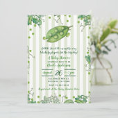 Invitation Pois doux vert rayé Baby Shower (Debout devant)
