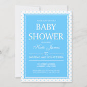 Invitation pois et Baby shower bleu carbone (Devant)