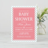 Invitation pois et Baby shower rose ruban (Debout devant)