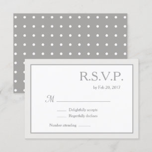 Invitation Pois gris blanc minimaliste classique rsvp