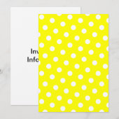 Invitation Pois jaunes et blancs (Devant / Derrière)