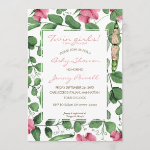 Invitation Pois jumeaux du baby shower deux de filles dans un
