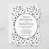 Invitation Pois. Mariage noir et blanc (Devant)