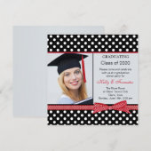 Invitation Pois noir, blanc, rouge pois photo de la fête de g (Devant / Derrière)