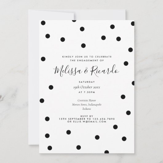 Invitation Pois noirs et blancs (Devant)