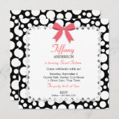 Invitation Pois noirs et blancs avec dentelle douce 16 Annive (Devant / Derrière)
