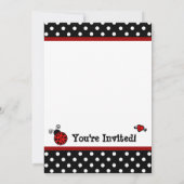 Invitation Pois noirs et blancs du Baby shower Red Ladybug (Dos)