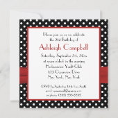 Invitation Pois noirs rouges RIBBON IMPRIMÉS 21e anniversaire (Dos)