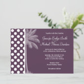 Invitation Pois pourpres d'aubergine; Palme d'été (Debout devant)